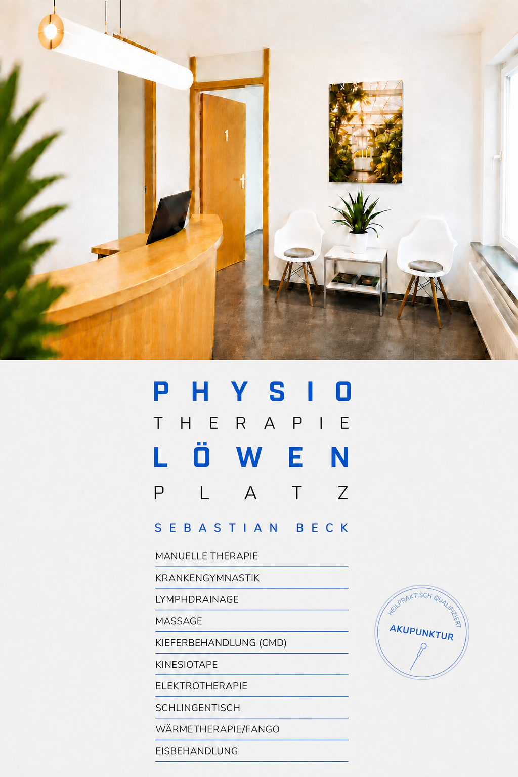 Physiotherapie Löwenplatz – Sebastian Beck – Leistungen und Akupunktur